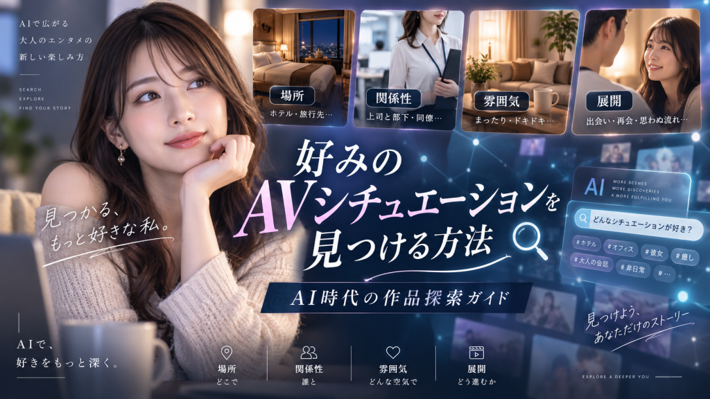 場所・関係性・雰囲気・展開から、自分好みのAVシチュエーションを見つける方法を紹介するAI時代の作品探索ガイドのアイキャッチ画像